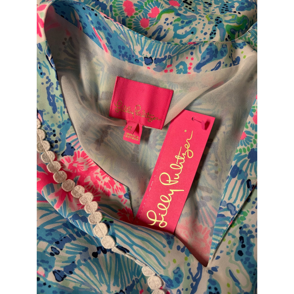 Lilly Pulitzer NEW XL Floral Delancey Shift Dress Beachy Coastal Sink or Swim - Picture 4 of 4